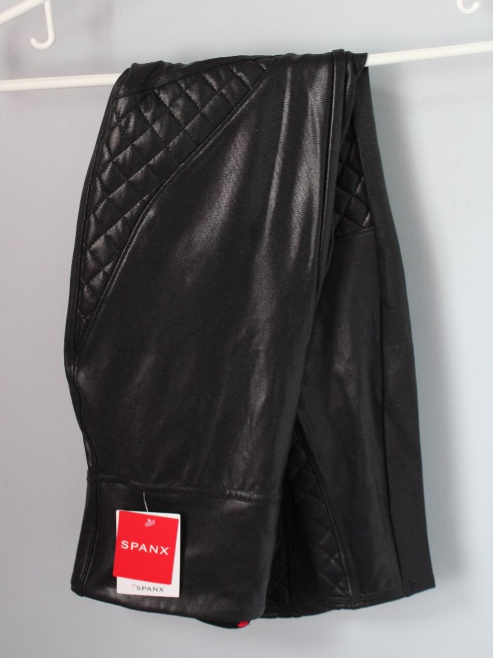 SPANX Size S Faux Leather Moto Leggings Shiny Black